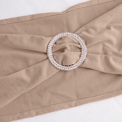 10 Nude Spandex CHAIR SASHES with Silver Round Buckles Wedding Decorations SALE