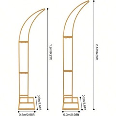 2Pcs Gold Curved Wedding Arch Stand Metal Half Crescent Backdrop Arbor Props