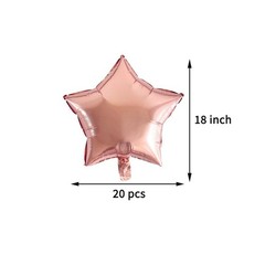 20pcs 18in Rose Gold Star Foil Balloons, Pink Star Shaped Helium Balloons for…