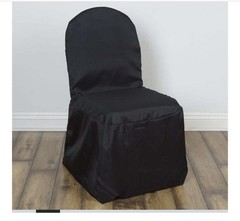 50 new/ 50 used universal black chair covers, 50 used red bow, 10 silver runners