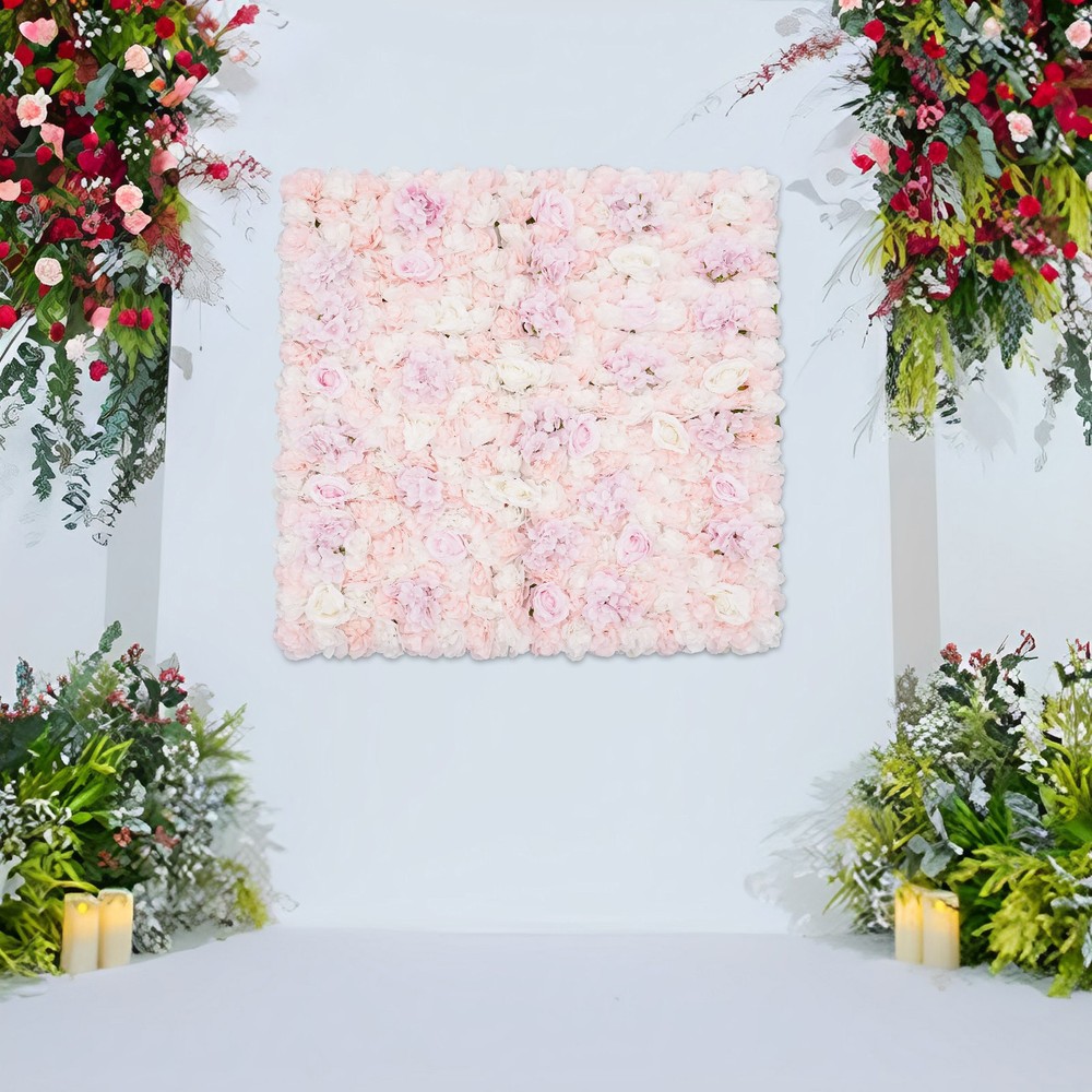 Artificial Silk Flower Wall Panel 1m��1m – Roses & Hydrangeas Wedding Backdrop