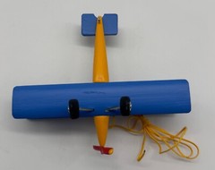 Hanging Airplane, Blue Yellow, Nursery Decor, Decorative Wooden Airplane