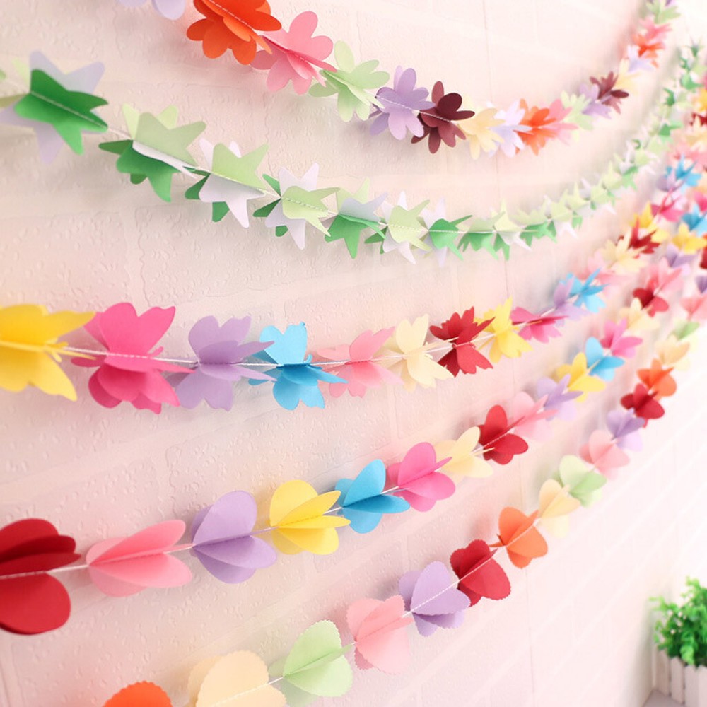 [JB] 1.8M Tissue Paper Colorful Flower Garland String Children’s Education Party