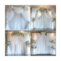 50FTx12FT White Wrinkle-Free Wedding Backdrop Curtain -Silky Washable White P…