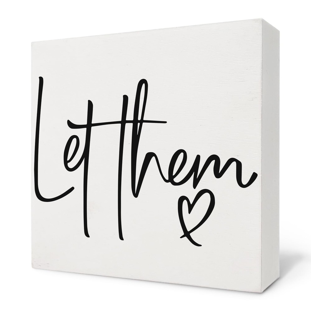 Let Them Wooden Sign – Mental Health Quotes Wood Box Signs 5×5 Inches, Let Th…