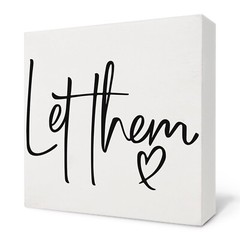Let Them Wooden Sign – Mental Health Quotes Wood Box Signs 5×5 Inches, Let Th…
