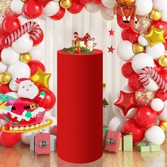 Red Cylinder Pedestal Stand Cover XXL Spandex Round Party Wedding Decor 1 Pc
