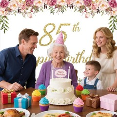 AIBIIN 7x5ft Happy 85th Birthday Backdrop for Women Pink Flowers Photography …