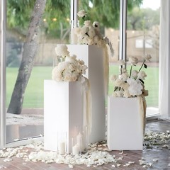 5PCS Metal White Cake Display Pedestal Stands Square Pillars for Party Wedding