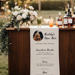 Custom Pet Dog Wedding Bar Menu Banner Signature Drinks Sign