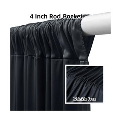 50ftx12ft Black Wrinkle-Free Wedding Backdrop Curtain -Silky Washable Black P…
