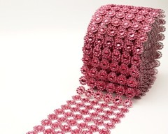 10YD Burgundy Diamond Bling Mesh Rhinestone Ribbon Wrap Wedding Decoration 4″