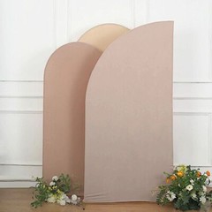 7 ft x 3 ft NUDE Matte Fitted Spandex Half Moon Arch Stand Cover Wedding