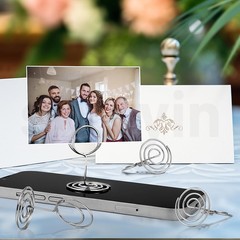 UMETDO 30PCS Table Number Holders Place Card Holder – Photo Silver