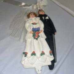 Bride & Groom Wedding 3-D Wall Hanging- 9” Tall- Estate Find