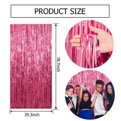 3 Pack Pink Backdrop Birthday Party Decorations Tinsel Foil Fringe Curtains B…