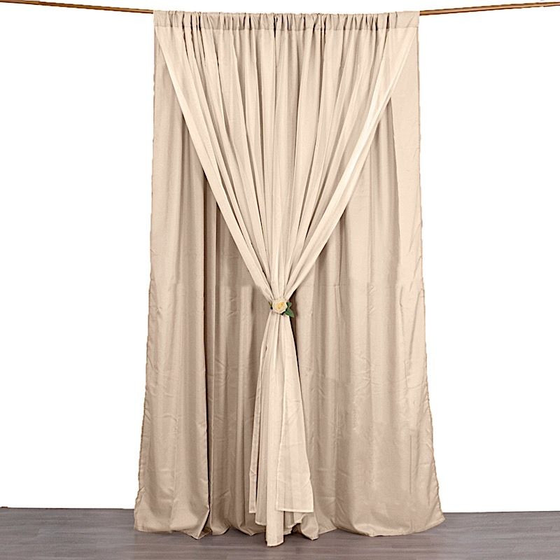NUDE 10 ft x 10 ft Polyester Sheer Chiffon Dual Layer CURTAIN Rod Pockets Party