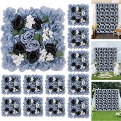 12 pcs Flower Wall Panel 15x15in Artificial Silk Rose Backdrop for Wedding Party