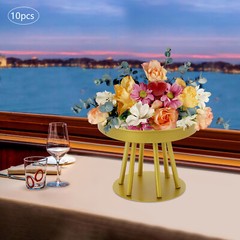 10Pcs Circular Flower Stands 5.91inch Tall Gold Flower Stand for Wedding Decor