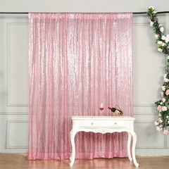 PINK 8 ft x 8 ft Sequined Backdrop Curtain Wedding Party PhotoBooth Decorations