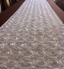 100 ft Rosette Satin Aisle Runner 54″ Wide 3D Fabric Spiral Ribbon Rose Made USA