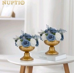 NUPTIO Flower Ball Centerpieces for Tables: Dusty Blue & White Artificial…