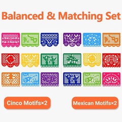 4 Pack Mexican Party Banner, 72 FT Long Plastic Papel Picado Decorations, Bal…