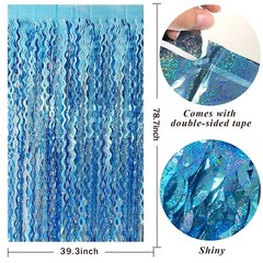 Tinsel Foil Fringe Curtains Wavy Backdrop for Parties Sparkle Metallic Wavy F…