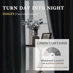 DUALIFE 132 Inch Curtains Extra Long Back Tab and Rod Pocket Thermal Insulate…