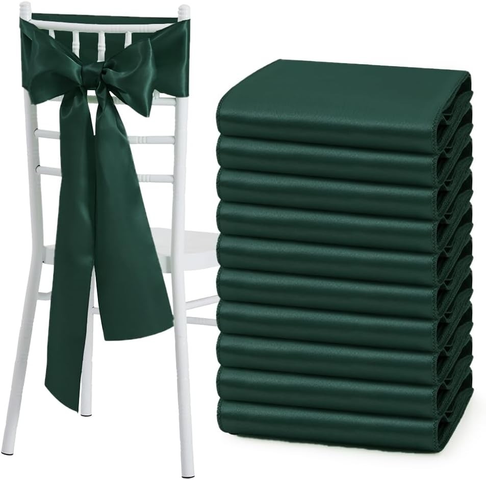 Satin Chair Sashes Blackish Green 6 x 108 inch 50 Pcs | Universal Chair Cover