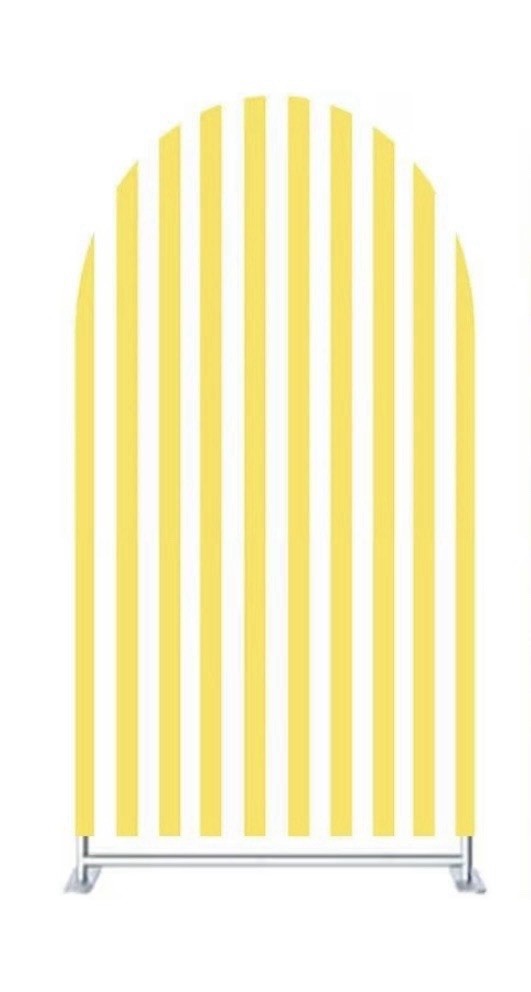 Arch Backdrop Cover Yellow And White Striped Bridal Baby Shower Party