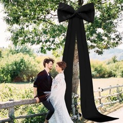 Giant 118×28 Inch Wall Bow Decoration – Black Satin