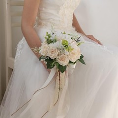 Wedding Bouquets Large for Bride Bridesmaid,White Champagne Artificial Roses …