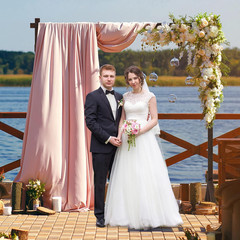 7.2FT Wooden Wedding Arch Stand Square Wood Arch Wedding Arbor for Ceremony Part