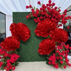 Giegxin 6 Pcs Velvet Derby Day Giant Red Flower for Decoration 12″, 20″ Huge …
