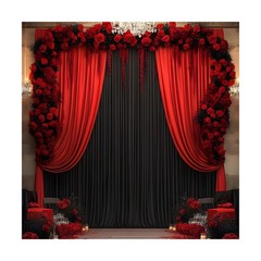 50ftx12ft Black Wrinkle-Free Wedding Backdrop Curtain -Silky Washable Black P…