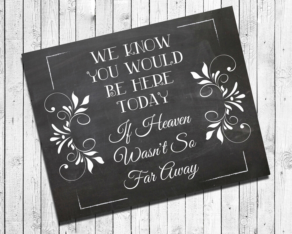 Wedding MEMORIAL Print Rustic Look If Heaven Wasn’t So Far 8×10 CARDSTOCK Floral