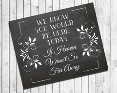 Wedding MEMORIAL Print Rustic Look If Heaven Wasn’t So Far 8×10 CARDSTOCK Floral