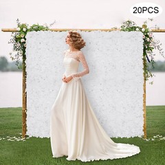 20Pcs Flower Panel White Artificial Flower Wall Panel Flower Backdrop Wall Decor
