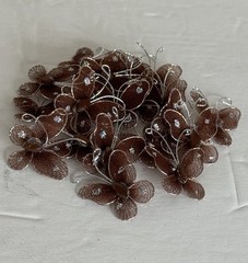 Brown Organza Butterflies 25 Pieces Wire Rhinestones Glitter DIY Wedding Fairy