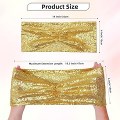 Gold Sequin Chair Sashes Folding Chair Covers Bow for Party Wedding Reception…