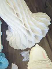 Vintage Lot Of 14 Beistle/Hallmark White/Blue Honeycomb Bells Wedding +4 Diecut