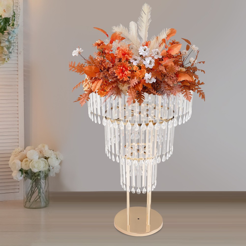 Gold Iron+Acrylic Flower Stand for Wedding Centerpieces Wedding Flower Stand