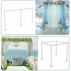 6/10/20 ft Adjustable Wedding Backdrop Stand Background Curtain Pipe Stage White