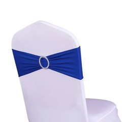 Pack of 50 Stretch Royal Blue Chair Sashes for Wedding, Elastic Lycra Chair B…