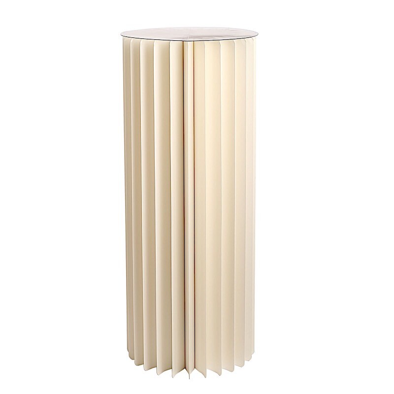 40″ Ivory Folding DIY Accordion Pillar Cardboard Display Stand Pedestal Box
