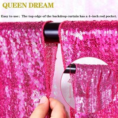 Sparkly Hot Pink Sequin Backdrop Curtain 6FTx8FT – 3 Pack