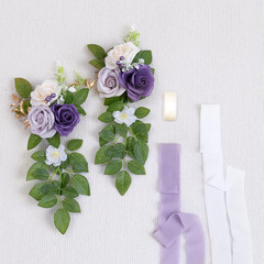 Purple Wedding Aisle Decor – 10 Chair Flowers for Ceremony and Church Pew