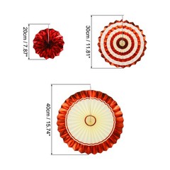 6Pcs Hanging Paper Fans Party Set Decoration for Home Birthday Wedding Red