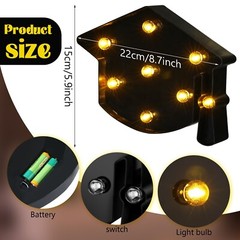 VIHOSE Grad Graduation Light up Signs Bachelor Cap Lights Table Decoration Ba…